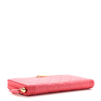Chanel Caviar Quilted Large Boy Zip Around Wallet Coral 4 of 11