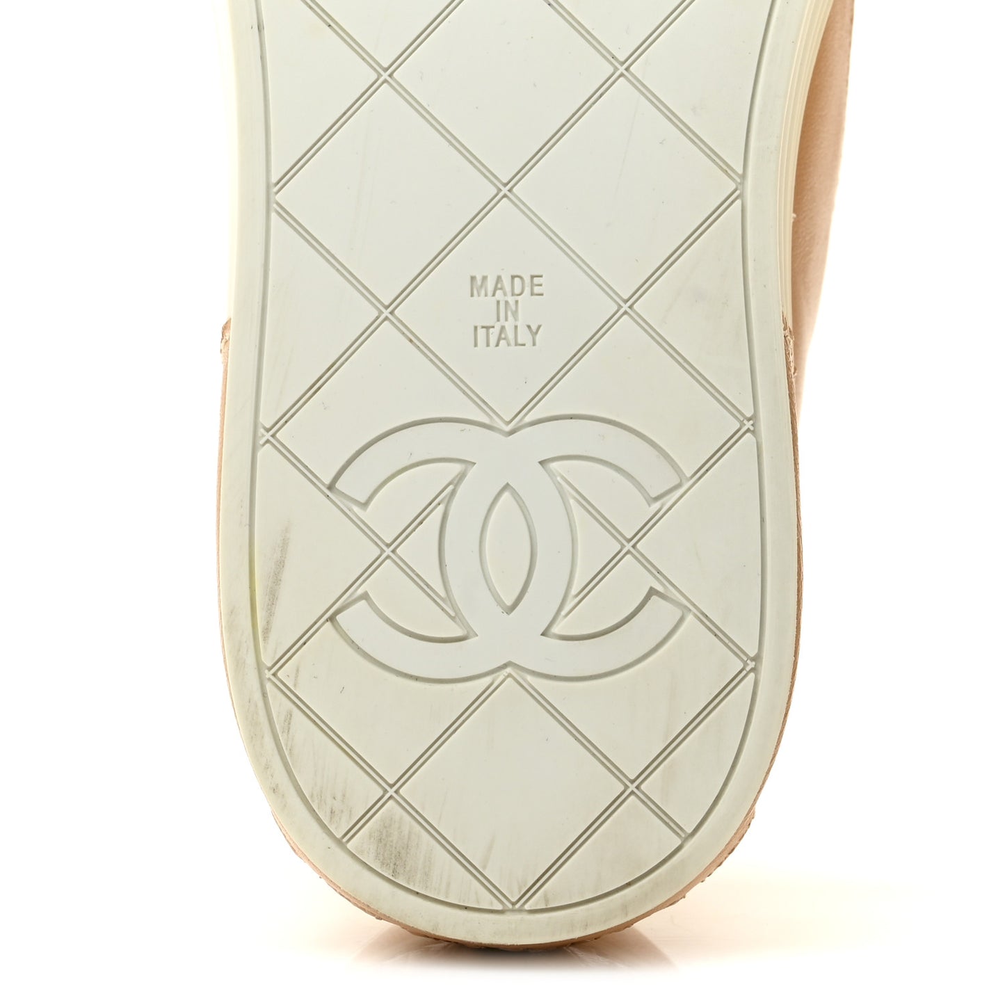 Lambskin Quilted Womens CC Stroll Sneakers 36.5 Beige
