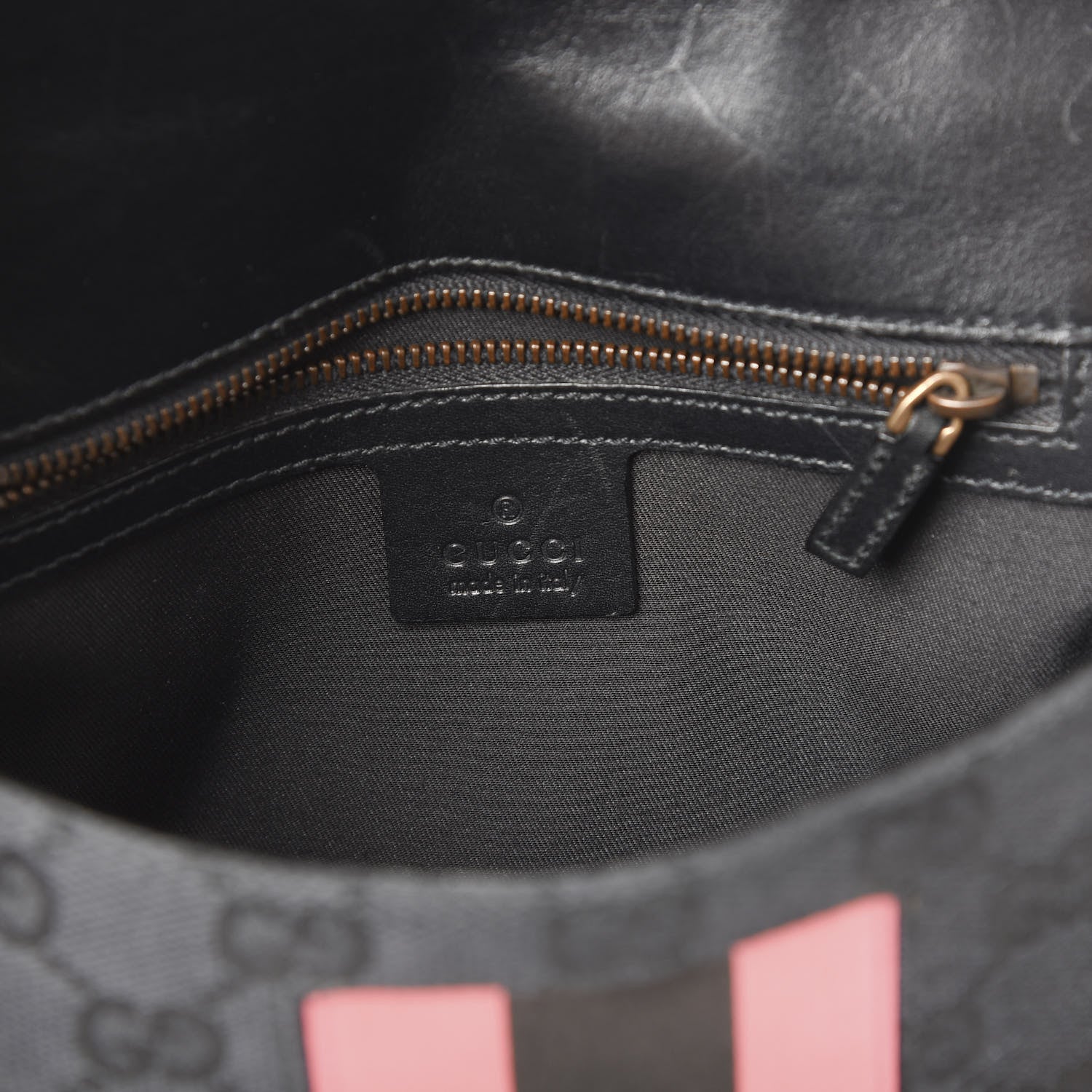 Gucci Monogram Horsebit Web Flap Bag Black Pink 4 of 7