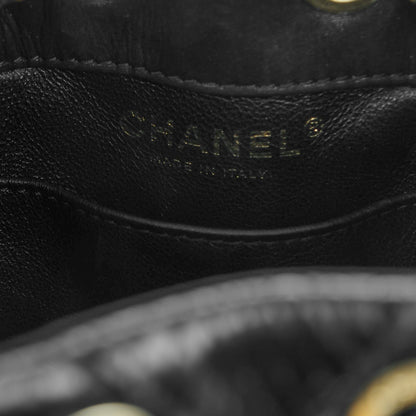 Chanel Iridescent Calfskin Python Patchwork Chevron Drawstring Bag Black 6 of 7