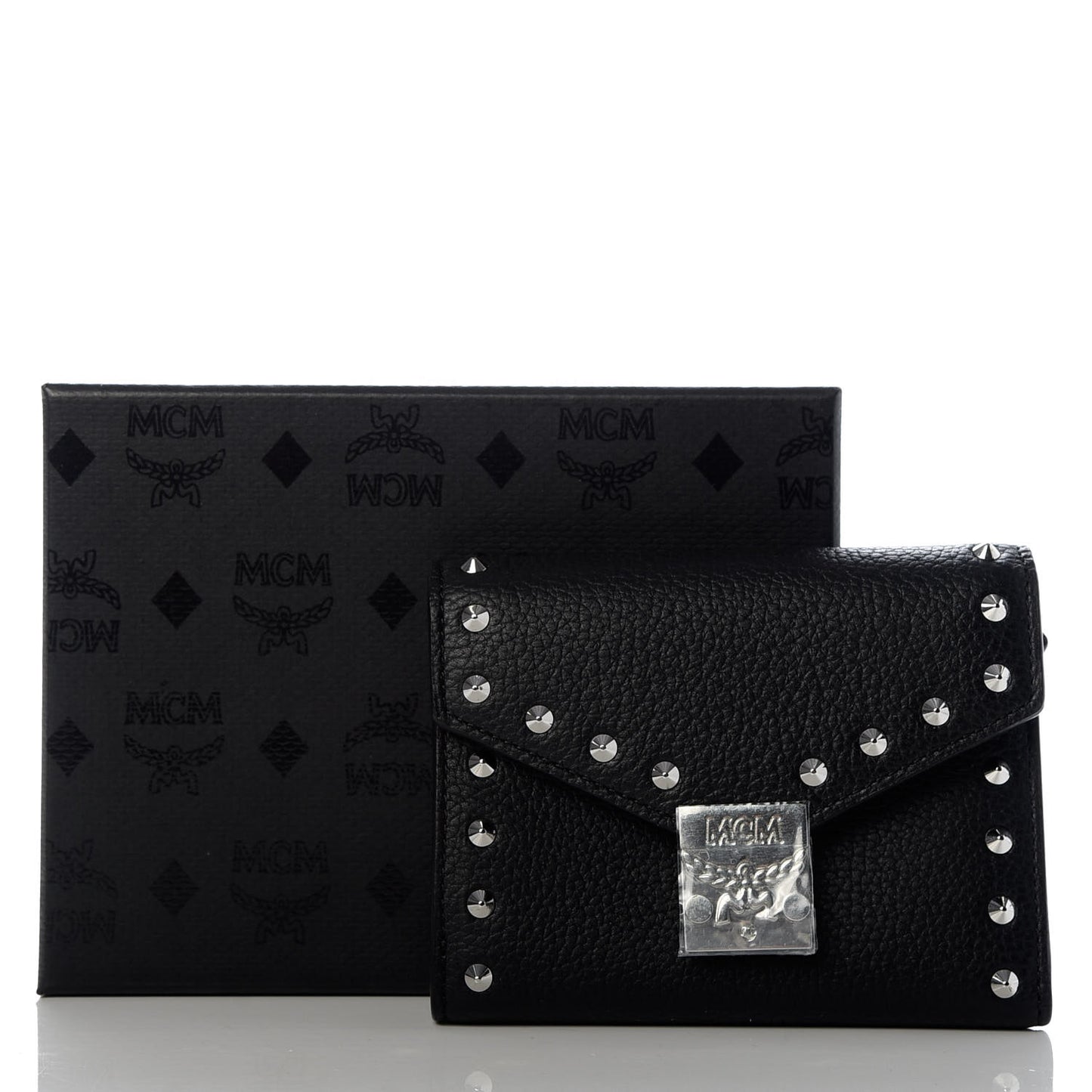 Visetos Studded Compact Patricia Trifold Wallet Black