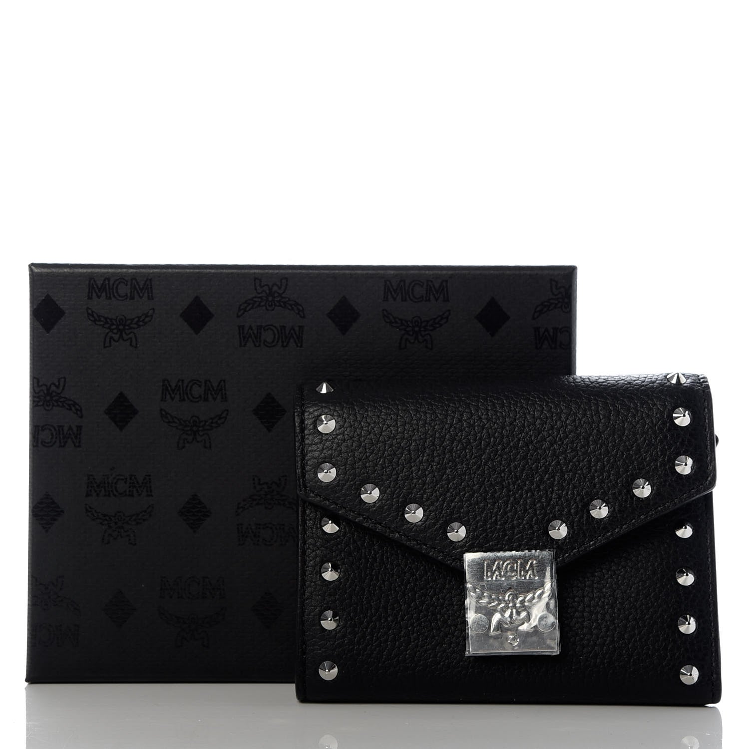 MCM Visetos Studded Compact Patricia Trifold Wallet Black 7 of 7