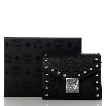 MCM Visetos Studded Compact Patricia Trifold Wallet Black 7 of 7