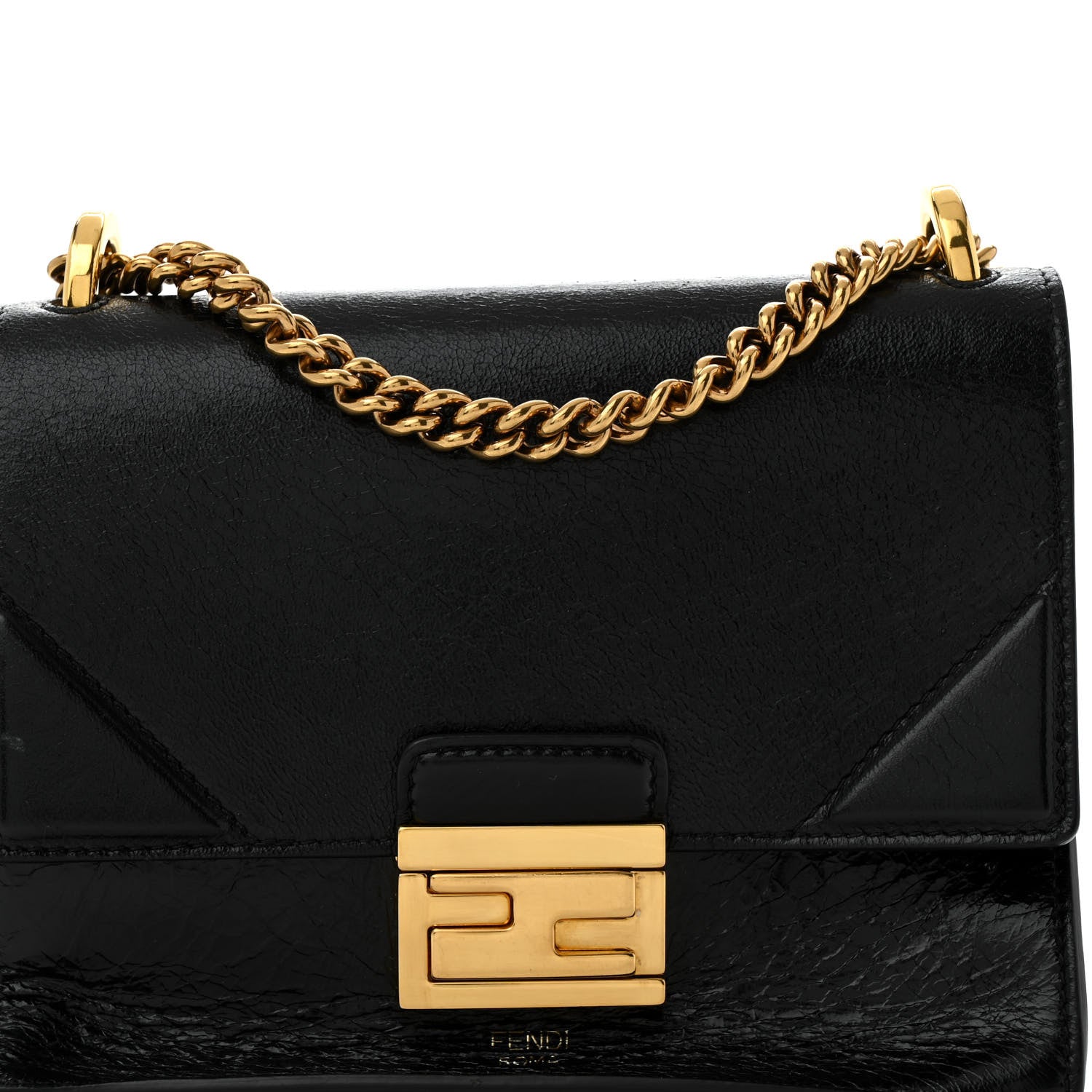 Fendi Agnello Old Shine Small Kan U Shoulder Bag Black 7 of 12