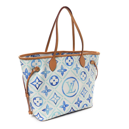 Louis Vuitton Monogram Tiles By The Pool 2.0 Neverfull MM Lagoon Blue 4 of 12