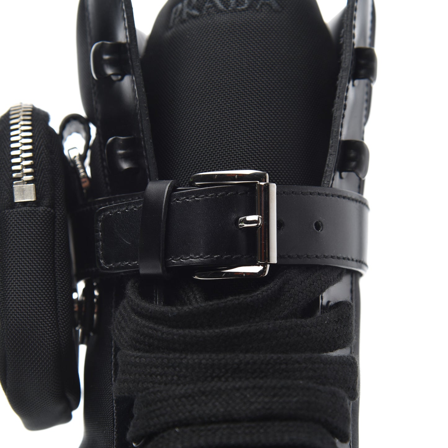 Spazzolato Roi Technical Nylon Metal Triangle Logo Mens Pouch Pocket Combat Boots 9.5 Black
