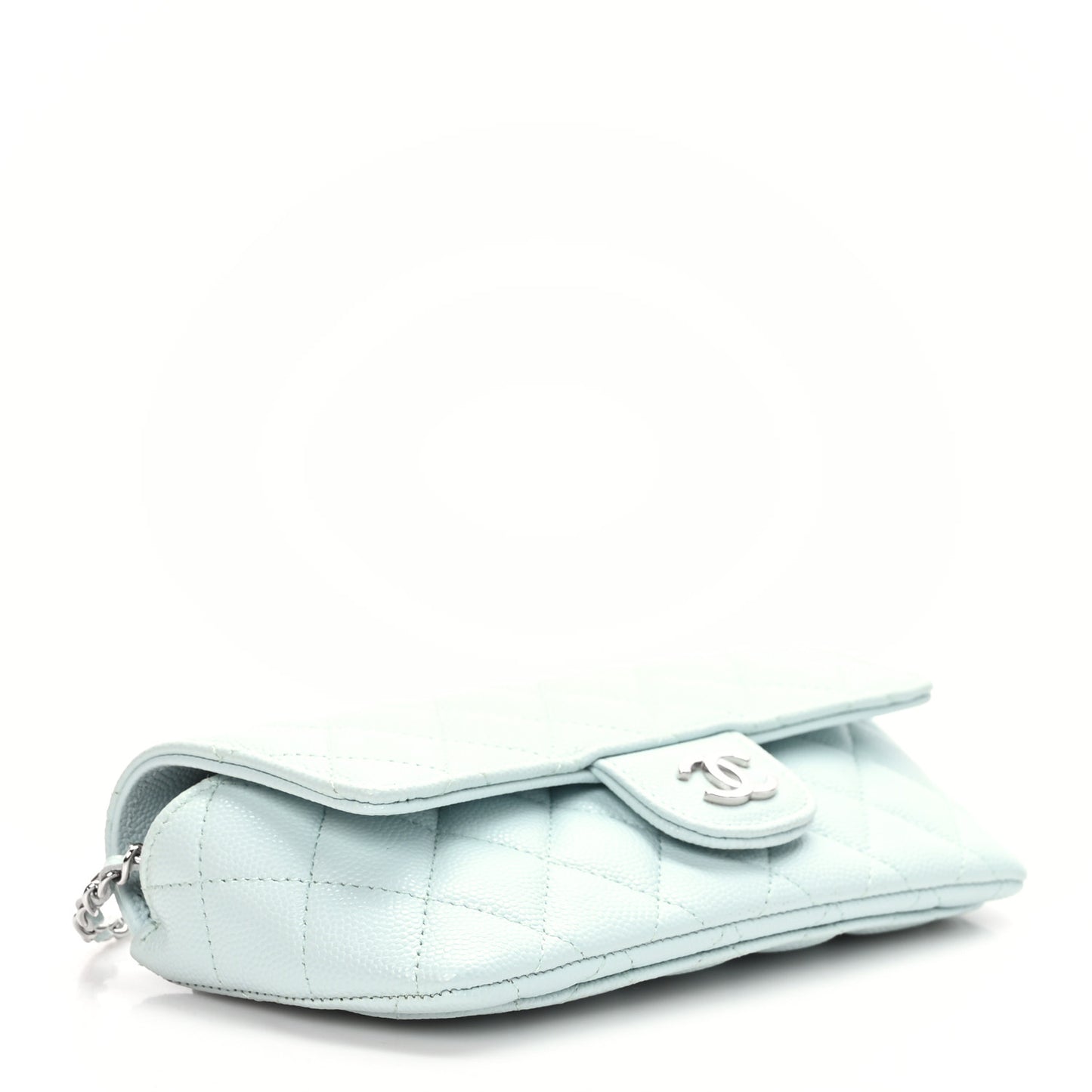 Caviar Quilted Glasses Case With Chain Light Blue