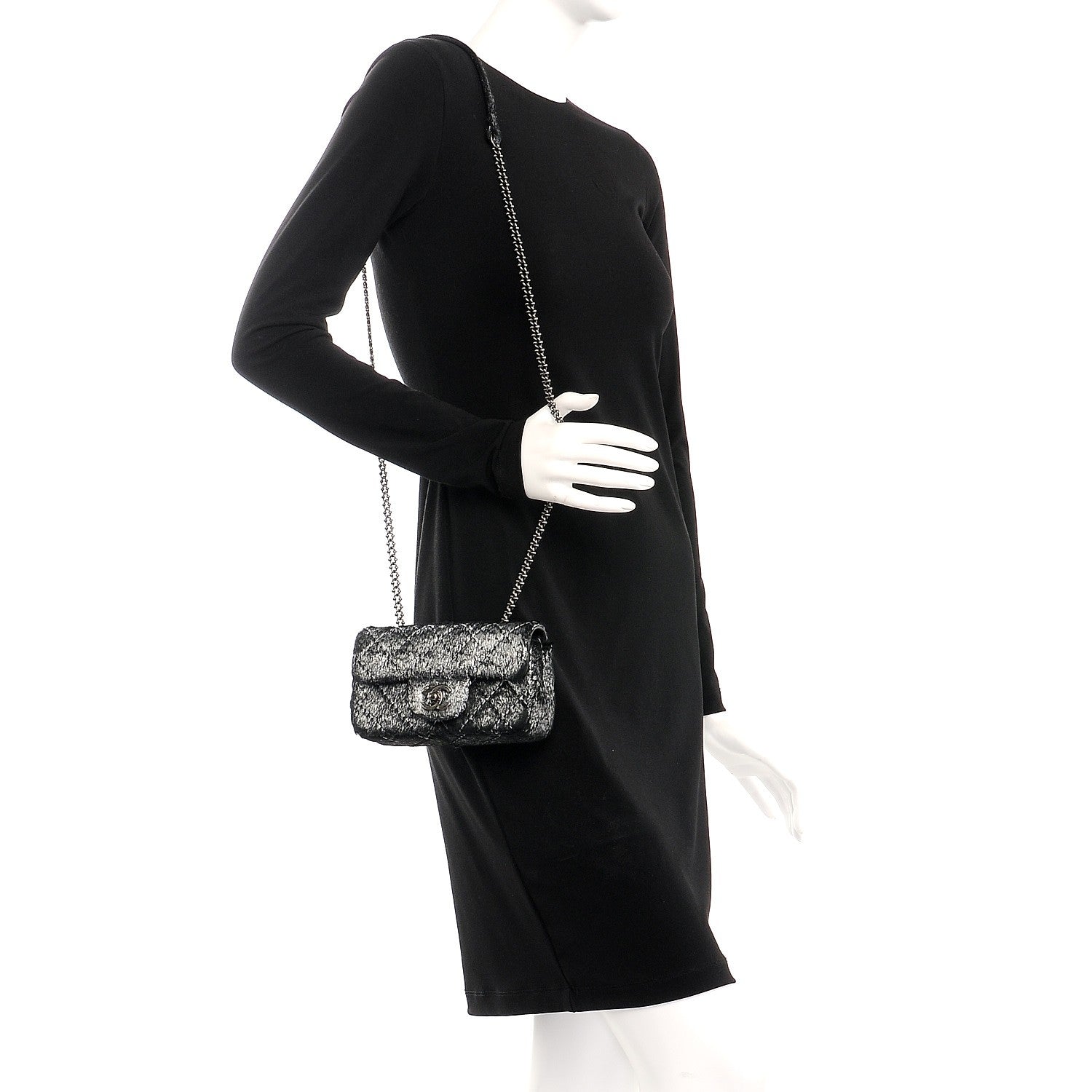 Chanel Metallic Pony Hair Quilted Extra Mini Flap Dark Silver 2 of 7