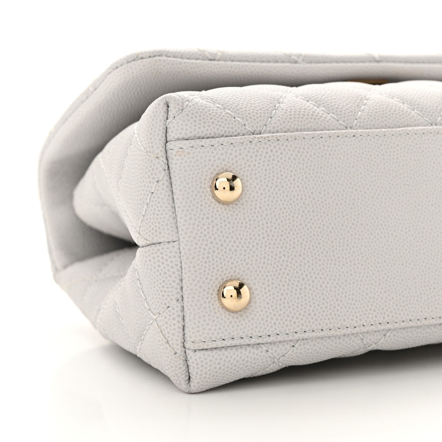 Caviar Quilted Mini Coco Handle Flap Light Grey