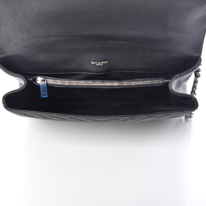 Saint Laurent Sheepskin Matelasse Chevron Monogram Large College Satchel Black 5 of 10