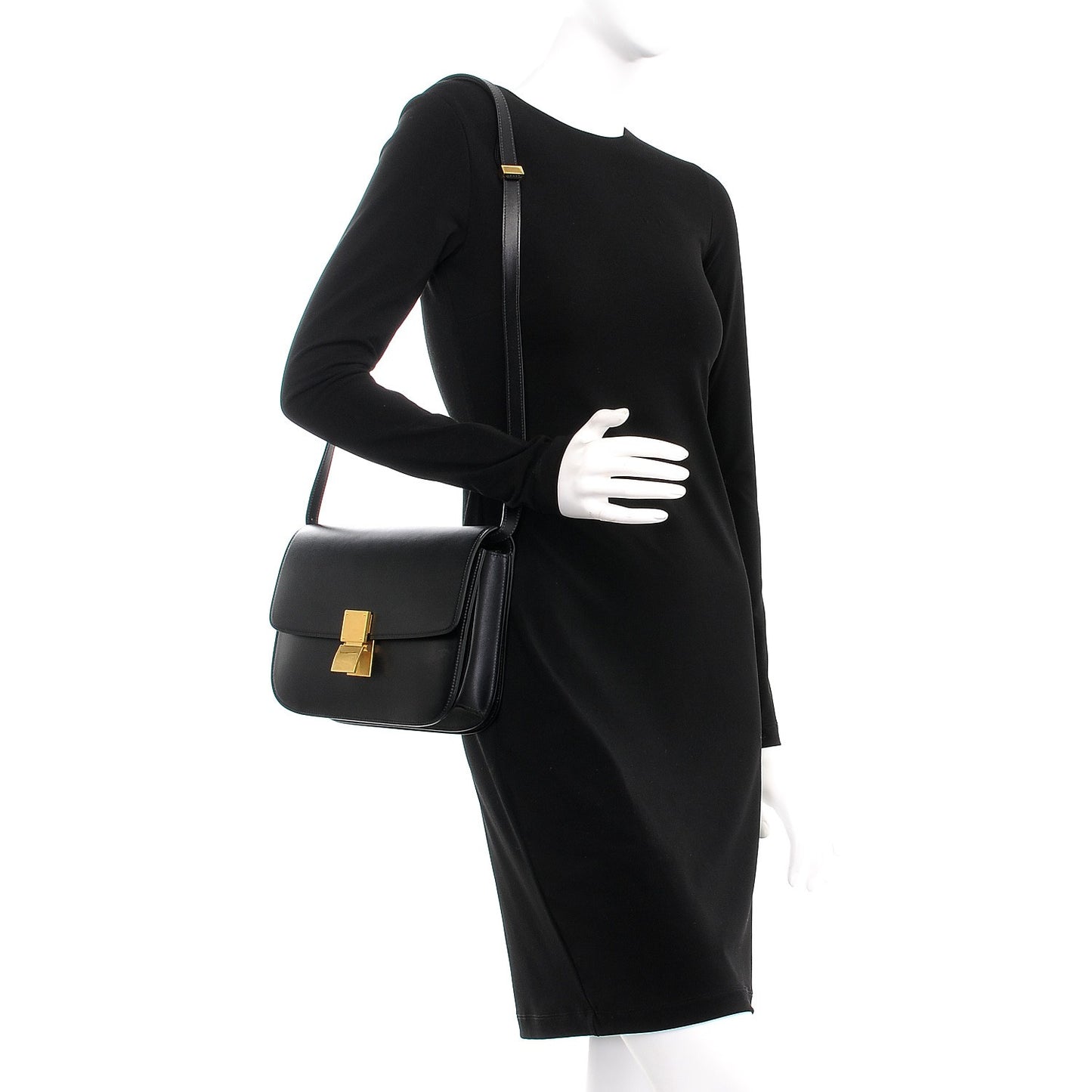 Box Calfskin Medium Classic Box Flap Bag Black