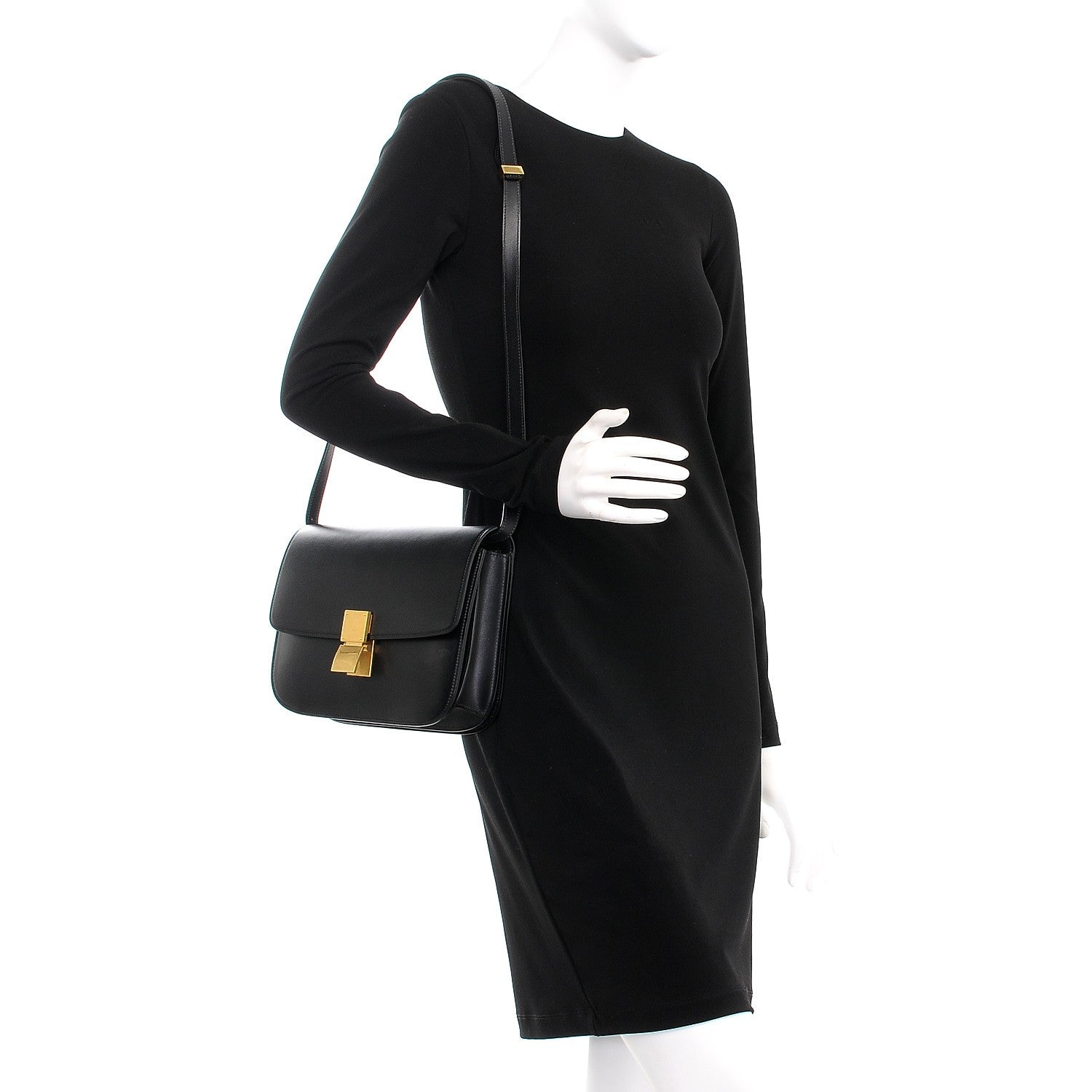 Celine Box Calfskin Medium Classic Box Flap Bag Black 2 of 7