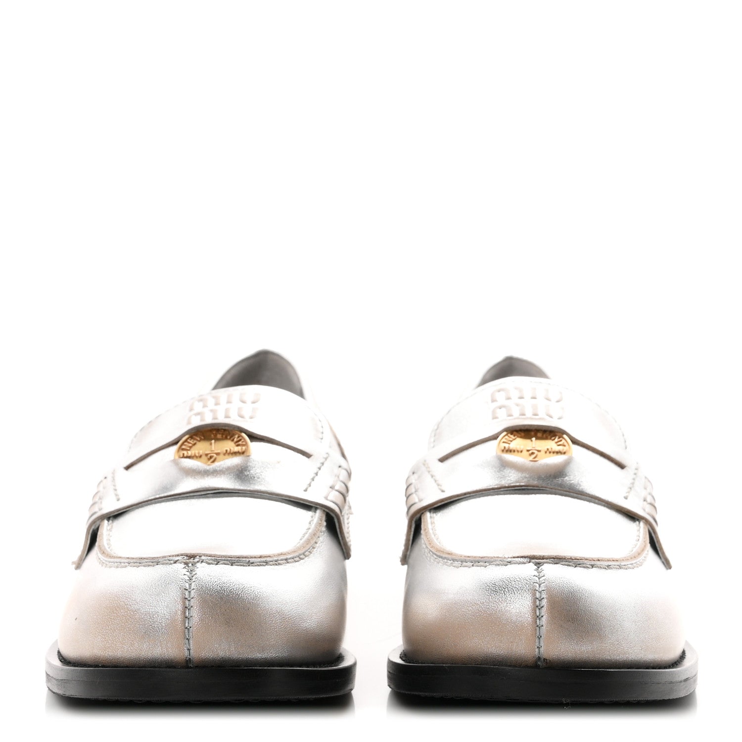 Miu Miu Vitello Deco Penny Loafer 39 Argento 3 of 10