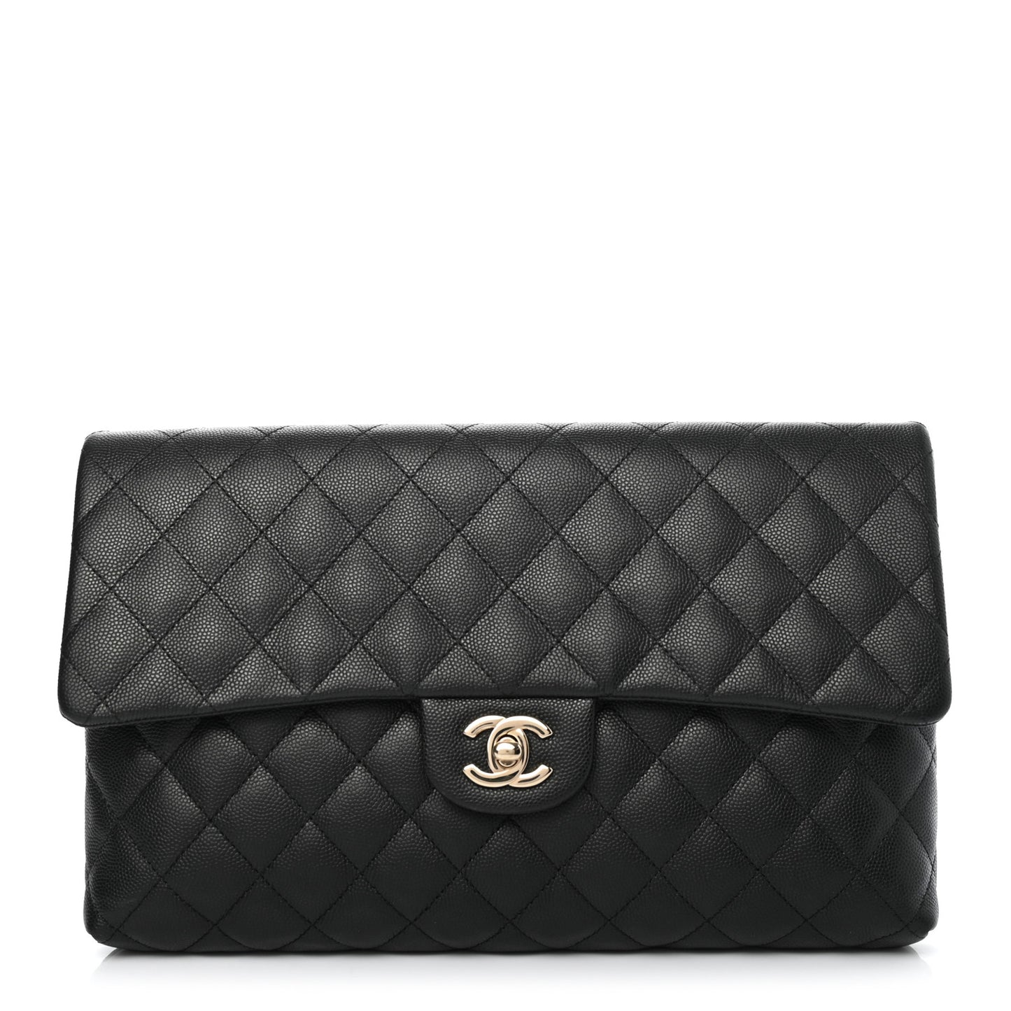 Caviar Quilted Flap Clutch Black