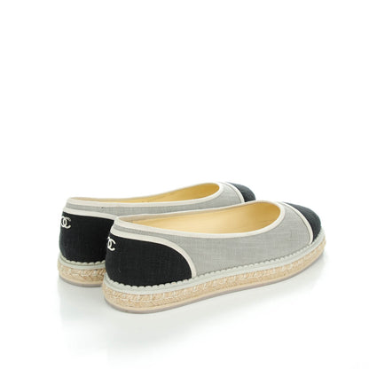 Chanel Cotton Espadrilles Flats 39 Grey Black 4 of 9