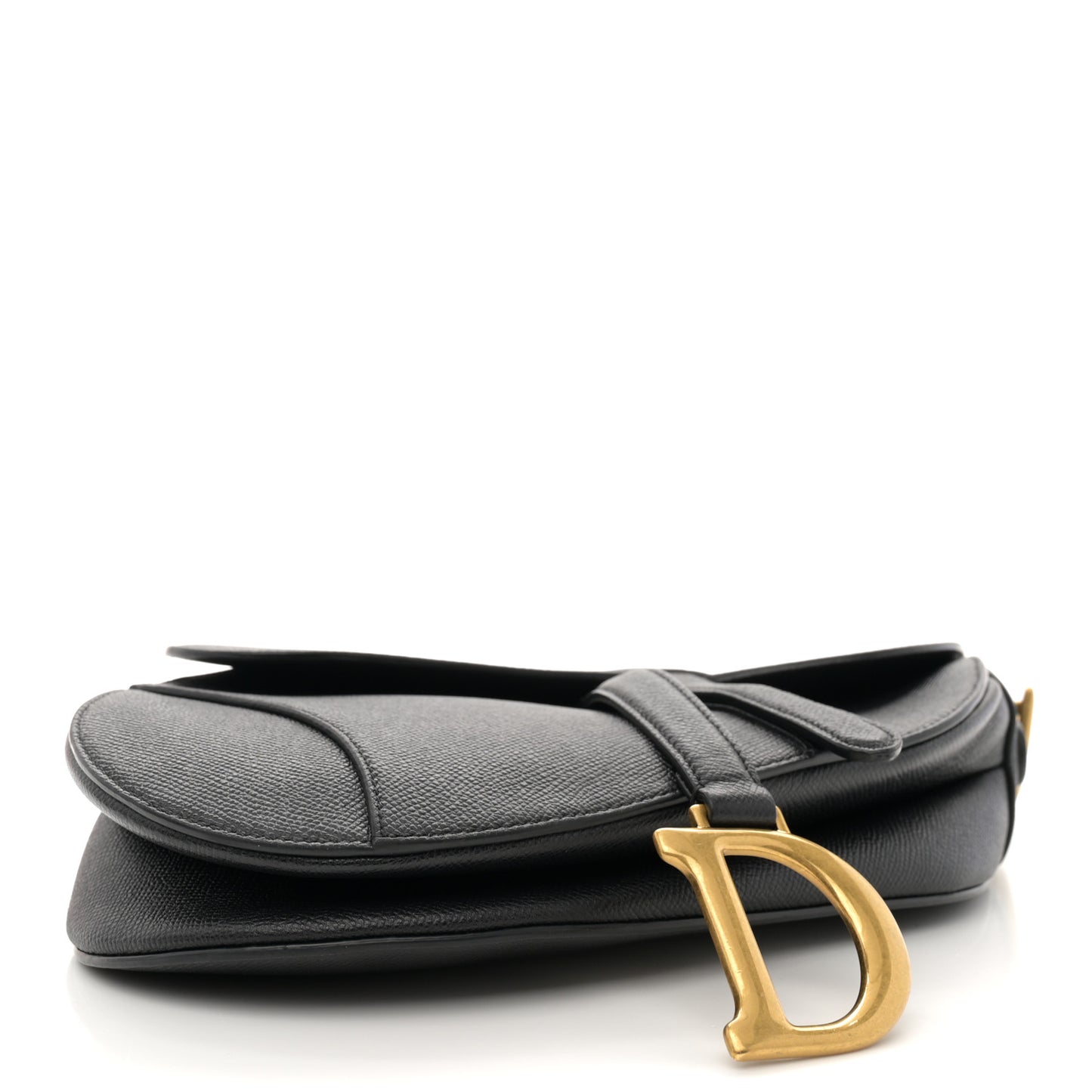 Grained Calfskin Saddle Bag Black