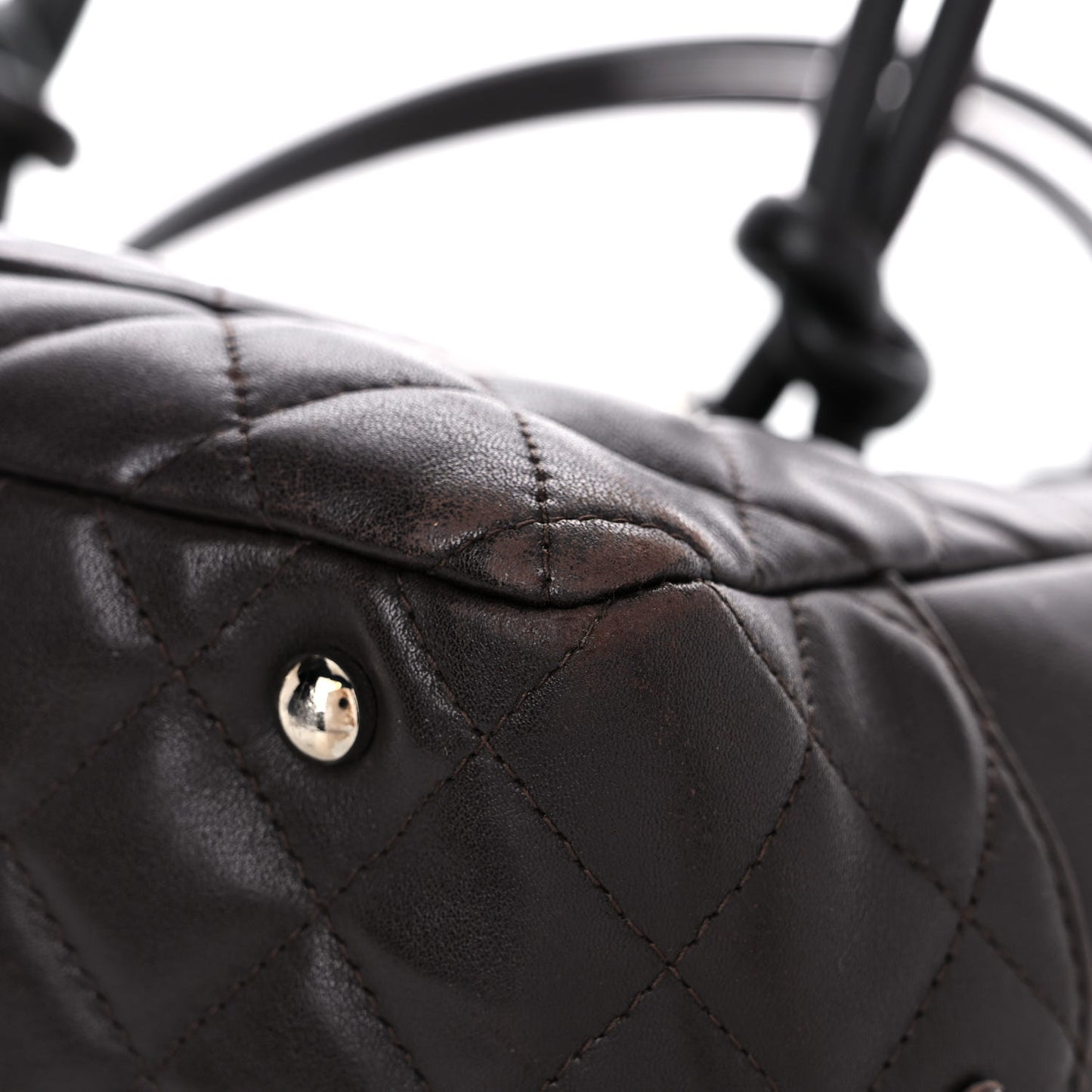 Calfskin Quilted Large Cambon Bowler Dark Brown