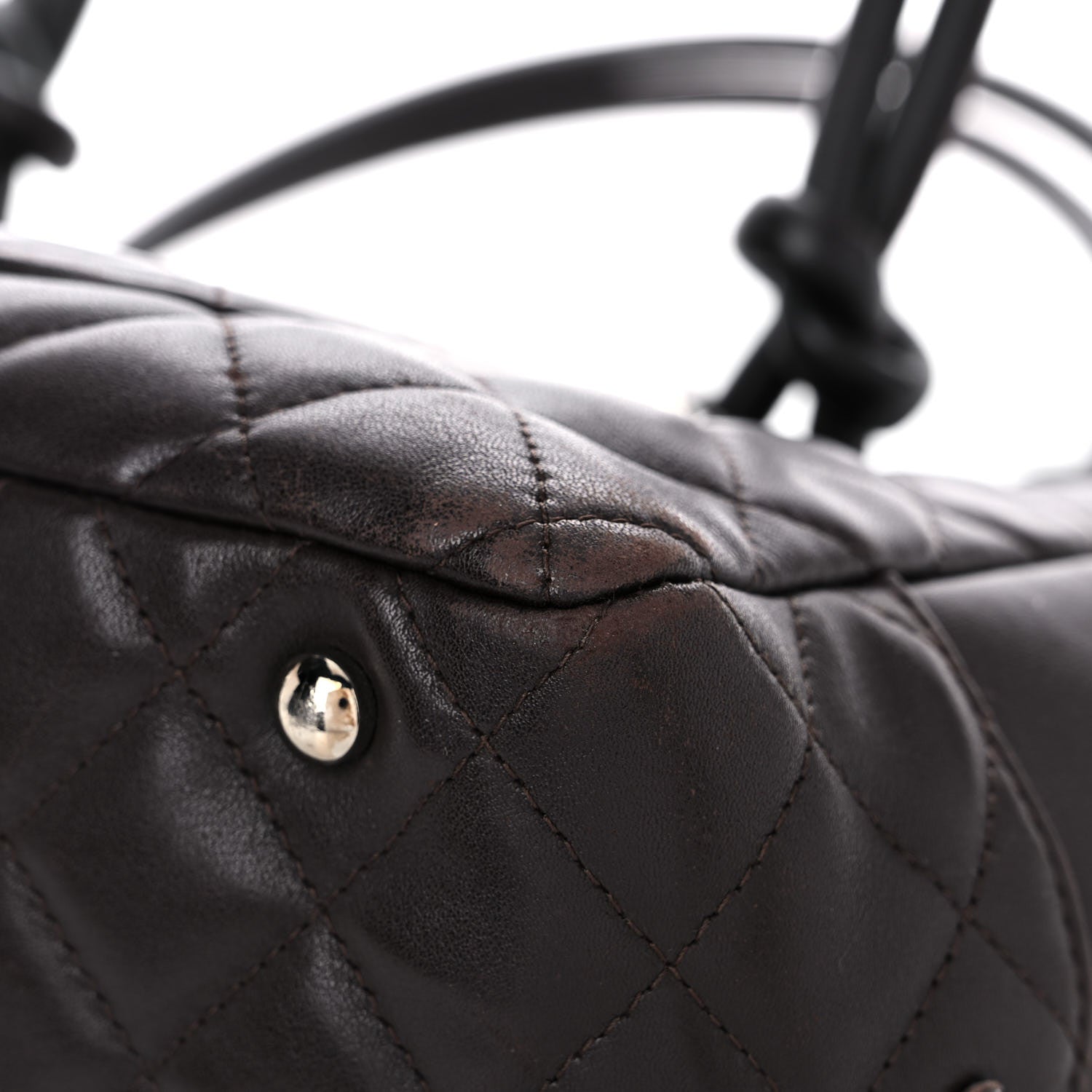 Chanel Calfskin Quilted Large Cambon Bowler Dark Brown 8 of 22