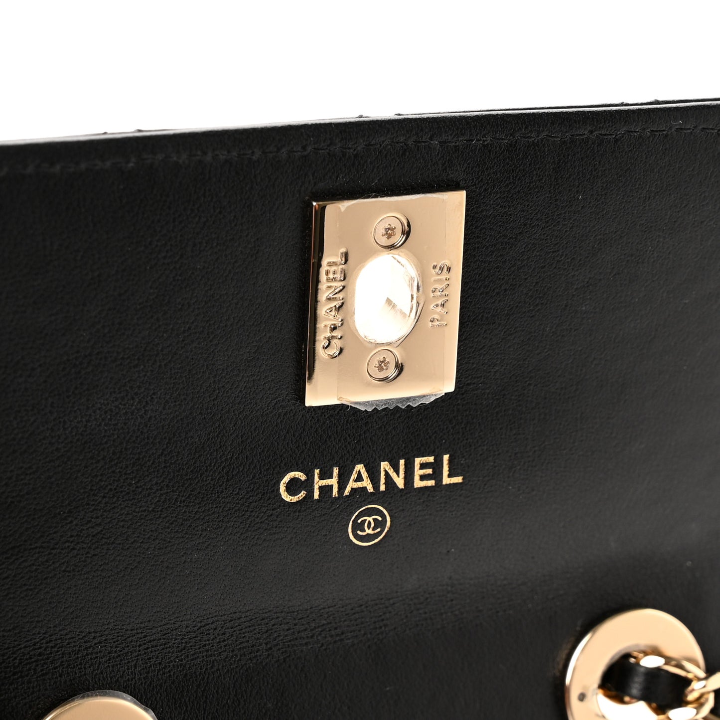 Lambskin Quilted Trendy CC Card Holder On Chain Black