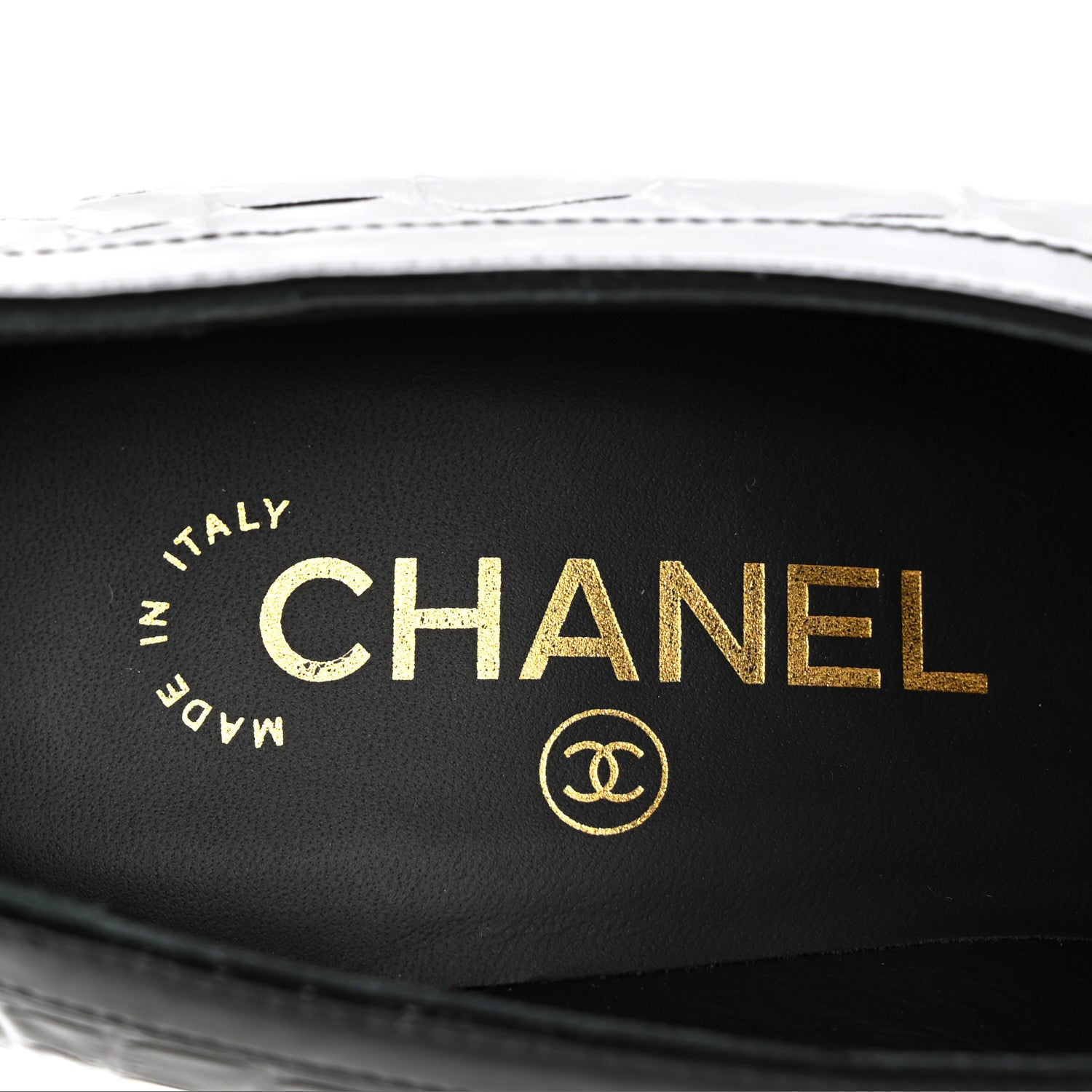 Chanel Crocodile Embossed Patent Calfskin Pumps 38 Black 8 of 11