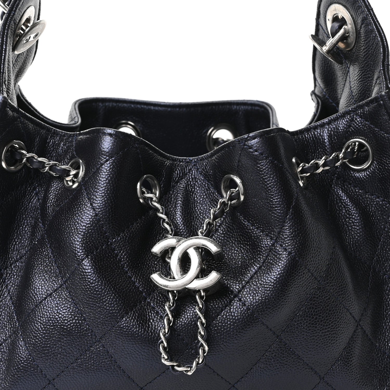 Chanel Metallic Caviar Quilted Mini Chanel 25 Handbag Dark Blue 7 of 9