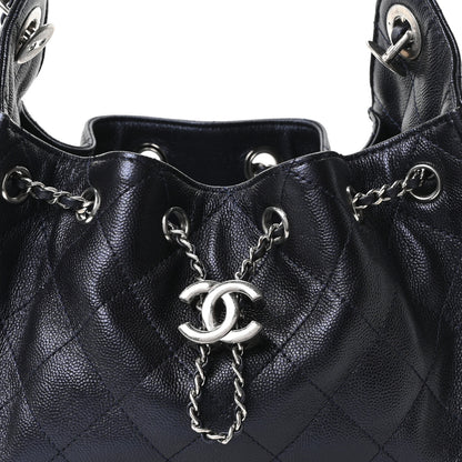 Chanel Metallic Caviar Quilted Mini Chanel 25 Handbag Dark Blue 7 of 9