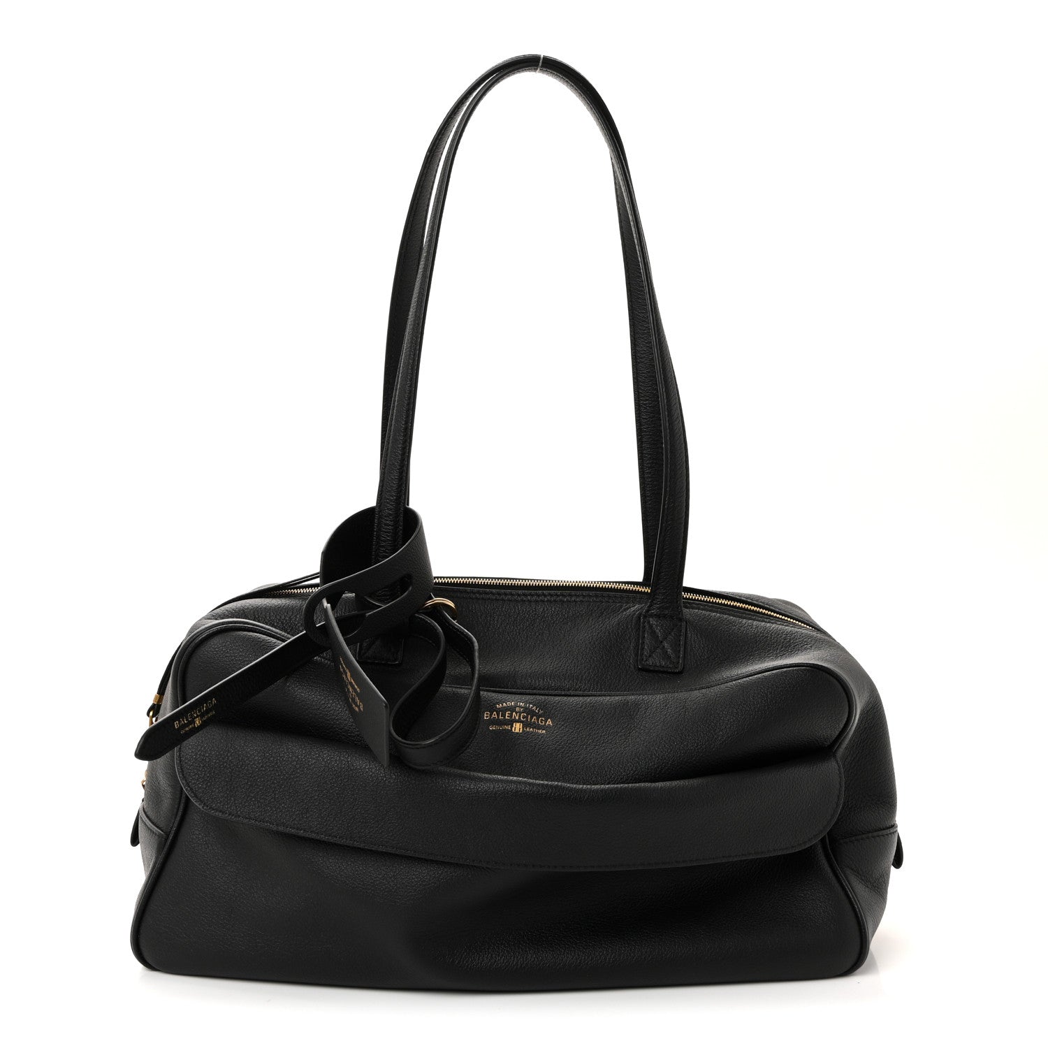 Balenciaga Grained Calfskin Medium Carrie Bowling Bag Black 1 of 9