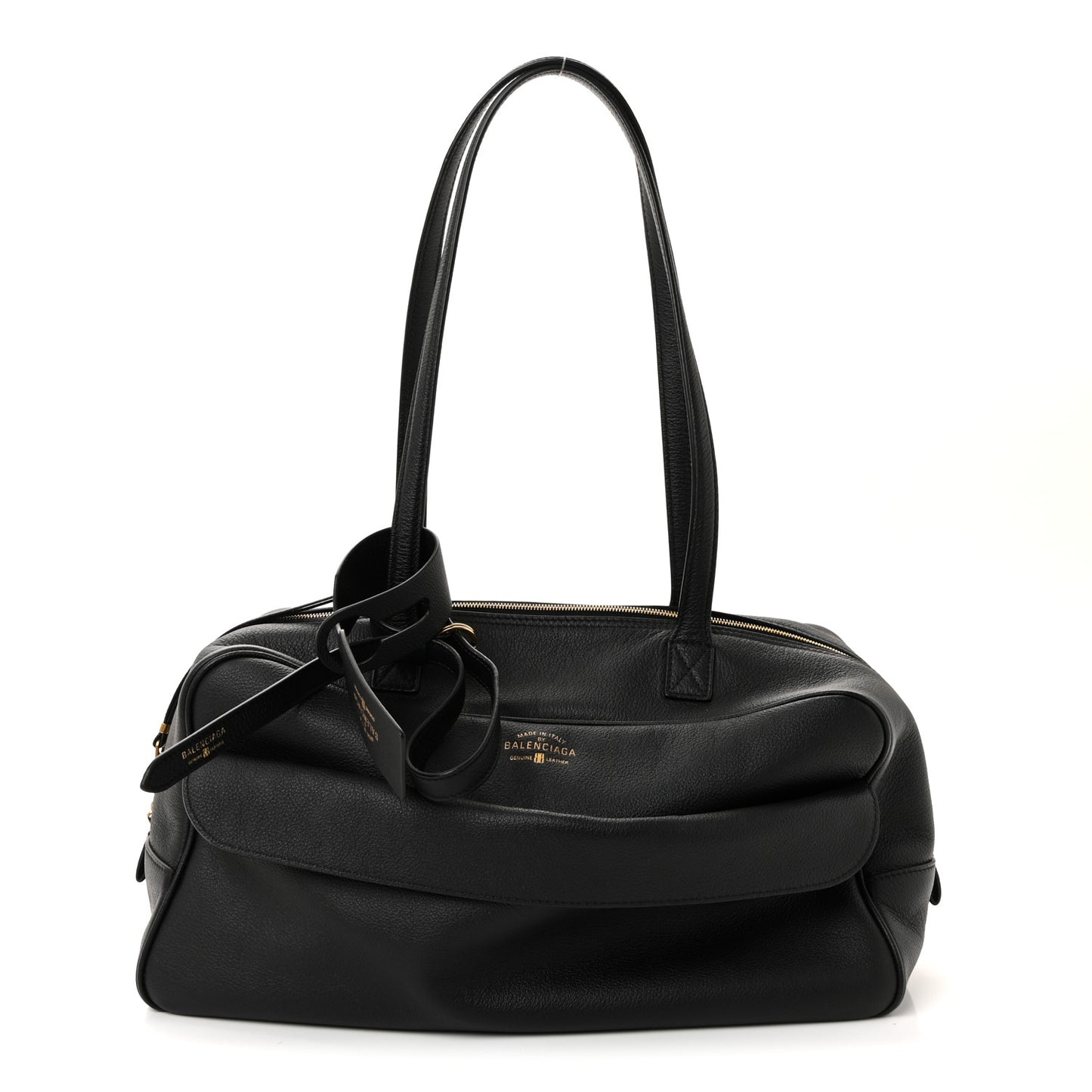 Grained Calfskin Medium Carrie Bowling Bag Black