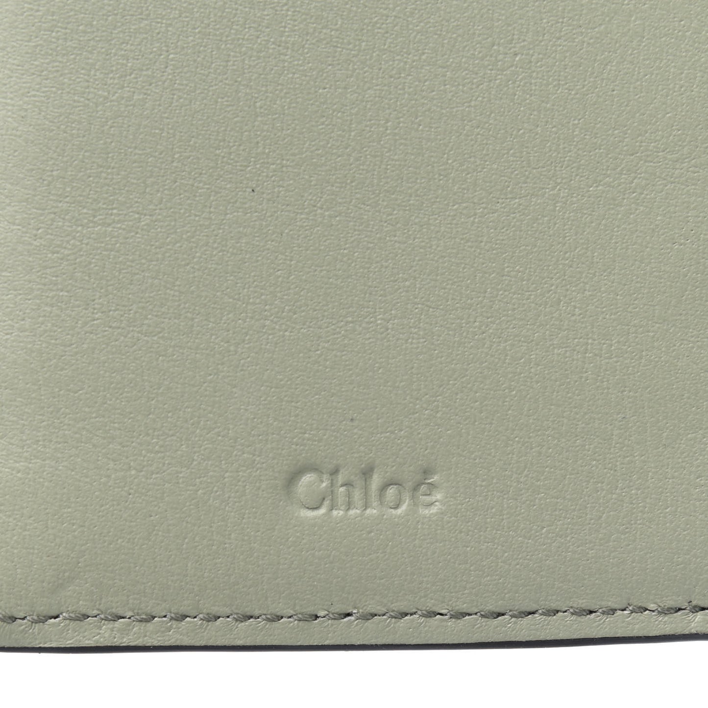 Calfskin Alphabet Compact Wallet Light Eucalyptus