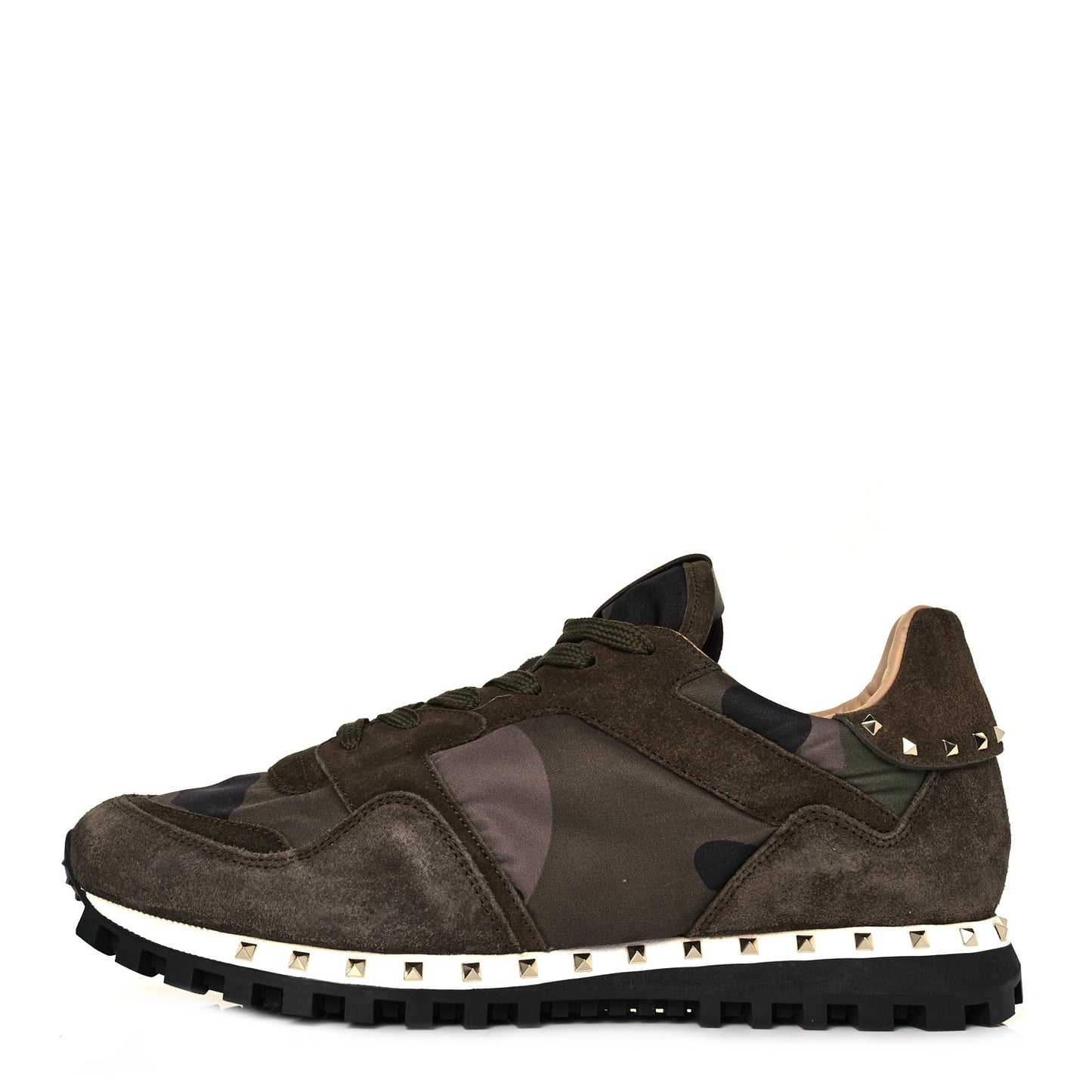 Nappa Suede Camouflage Womens Soul Rockstud Sneakers 41 Green Multicolor
