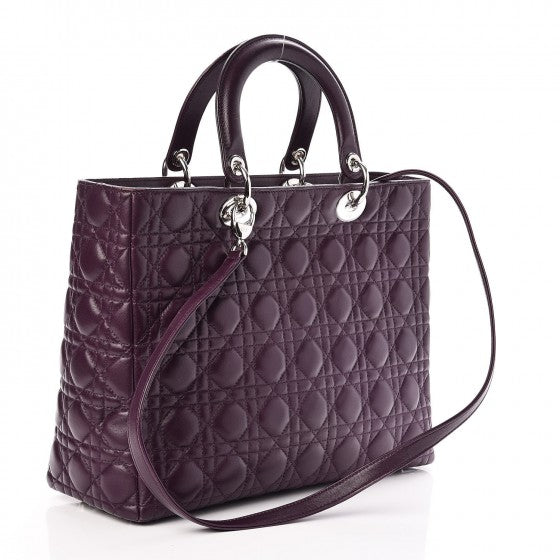 Lambskin Cannage Large Lady Dior Purple