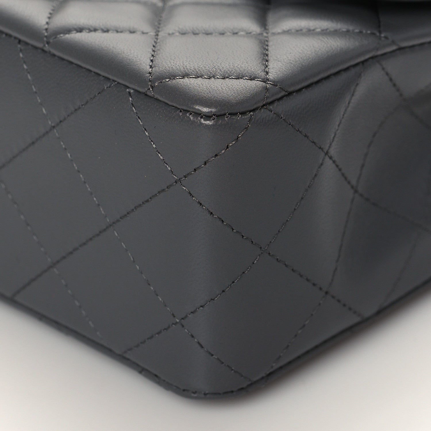 Chanel Lambskin Quilted Mini Rectangular Flap Dark Grey 10 of 11