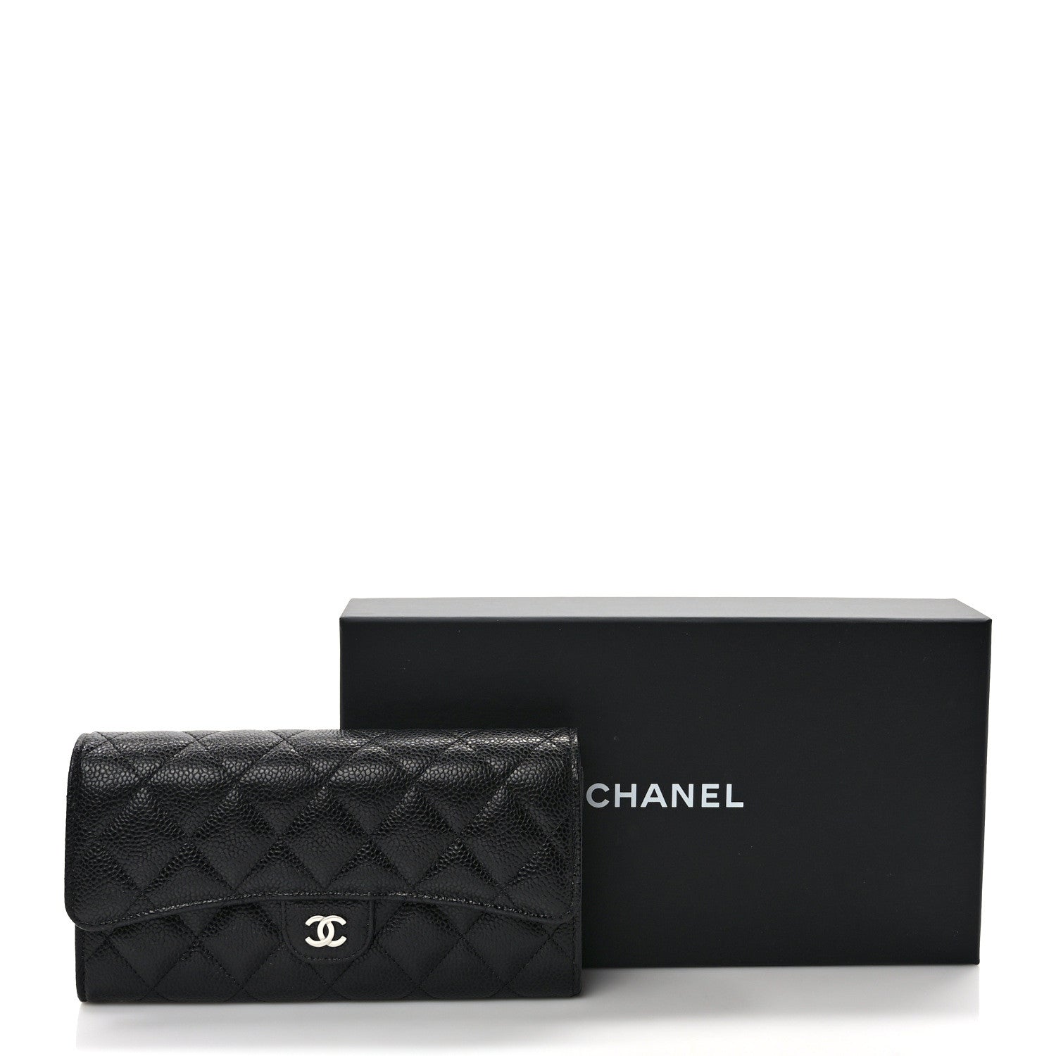 Chanel Caviar Quilted Large Gusset Flap Wallet Black 8 of 8