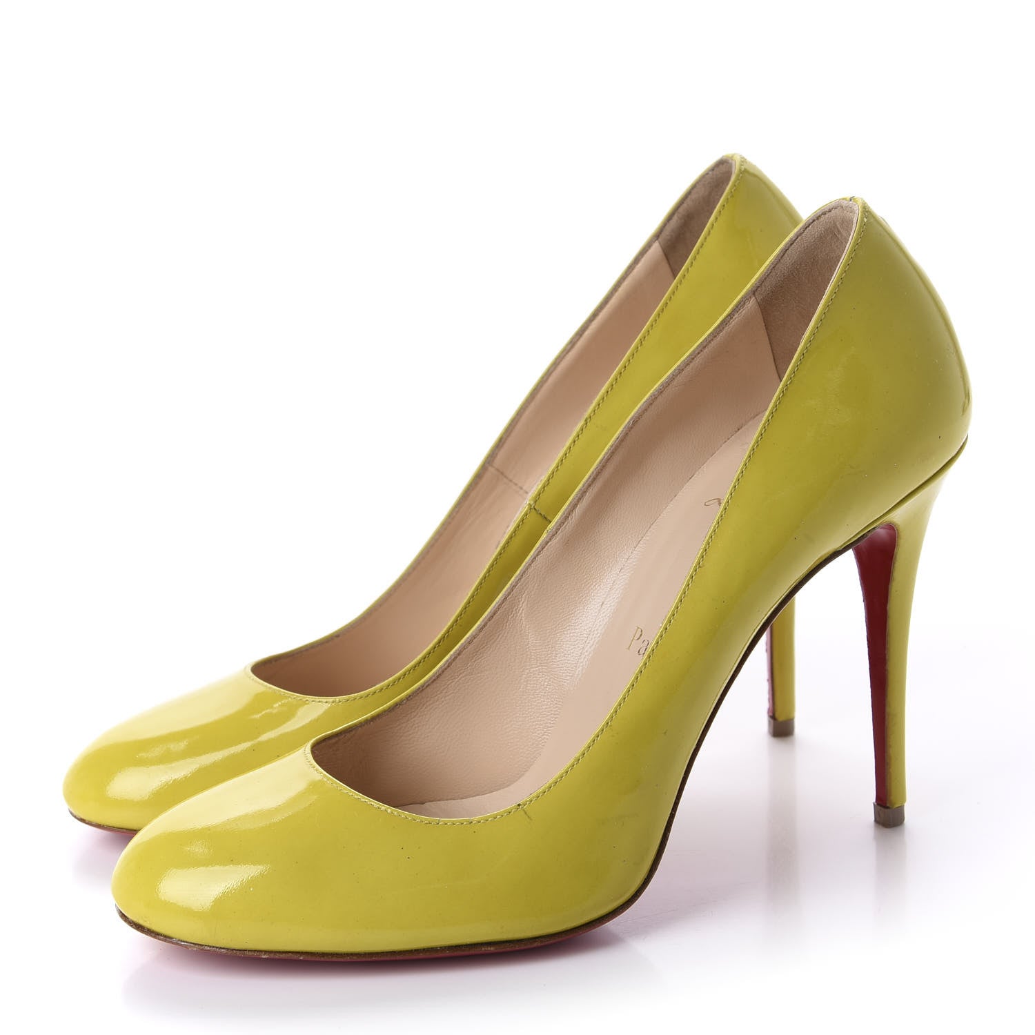 Christian Louboutin Patent Fifi 100 Pumps 38 Lemon 3 of 6