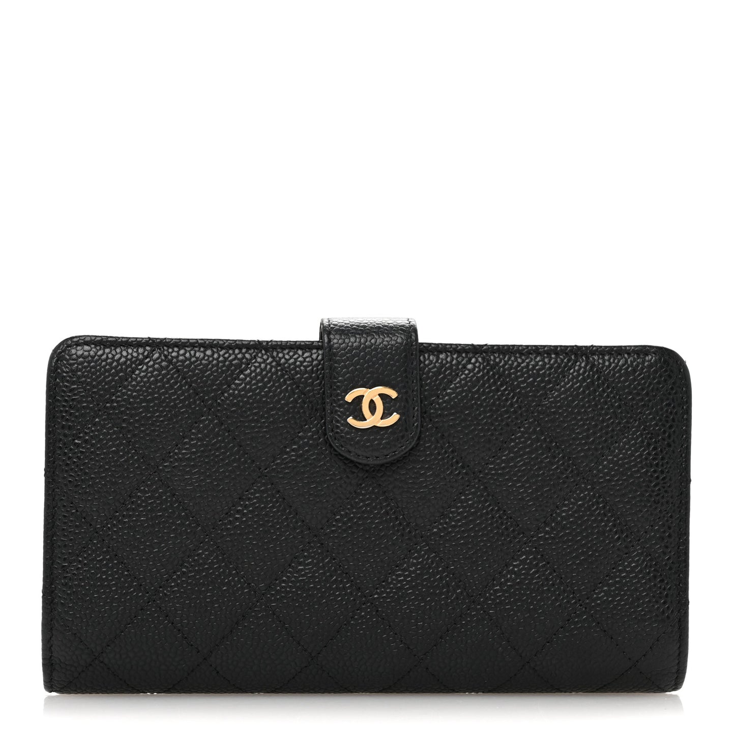 Caviar Quilted CC French Long Wallet Black