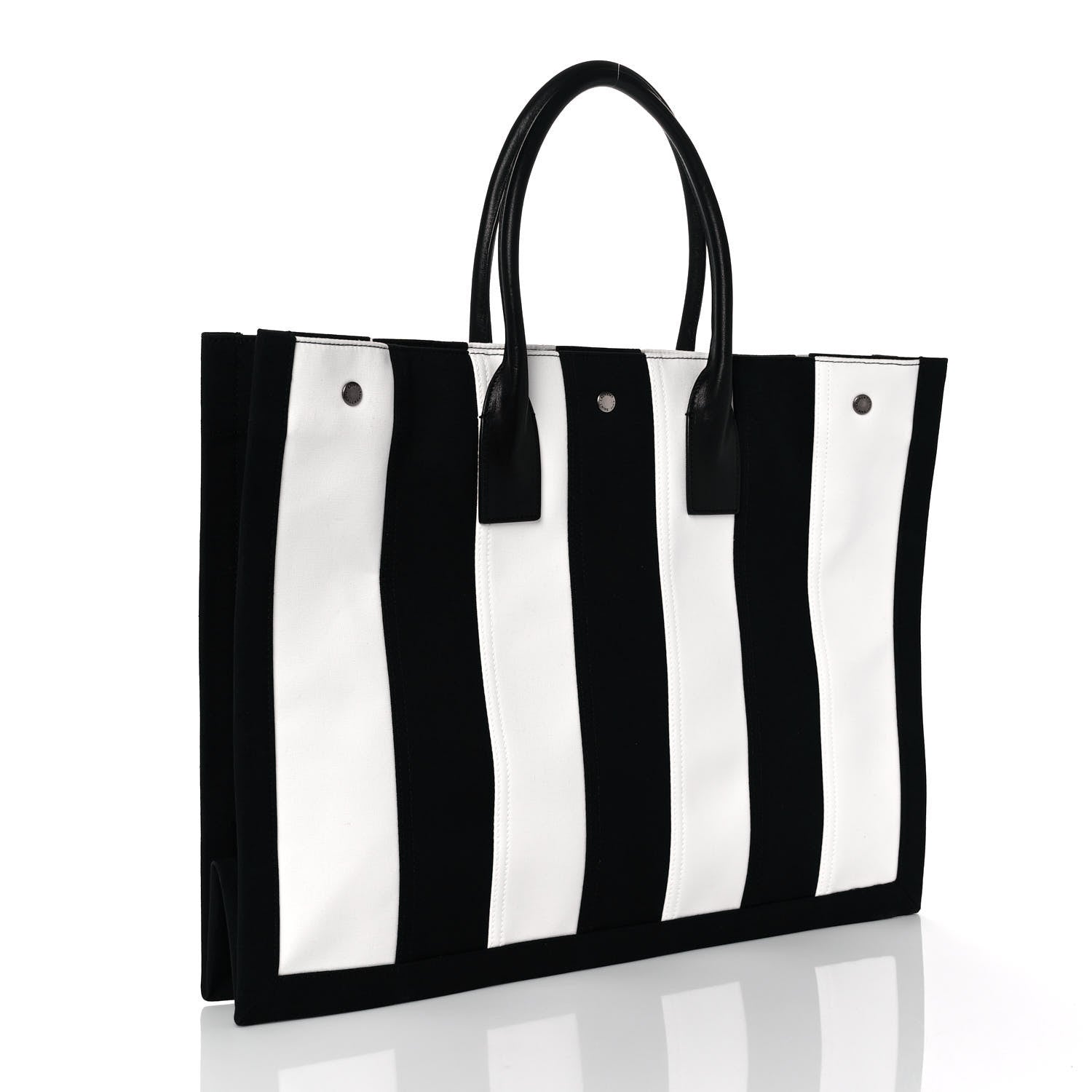 Saint Laurent Canvas Noe Striped Tote Black White 3 of 9