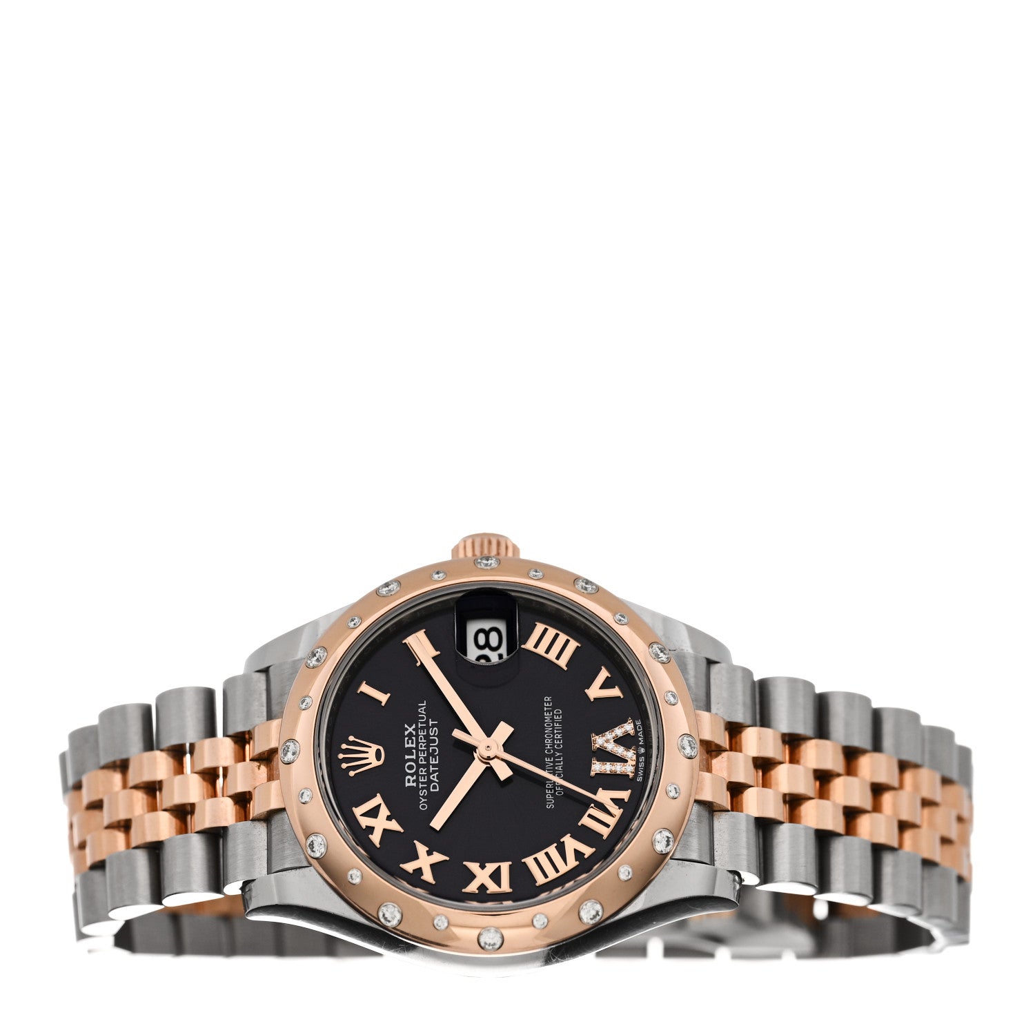 Rolex Stainless Steel 18K Everose Gold Diamond 31mm Oyster Perpetual Datejust Watch Black Roman 278341RBR 2 of 5