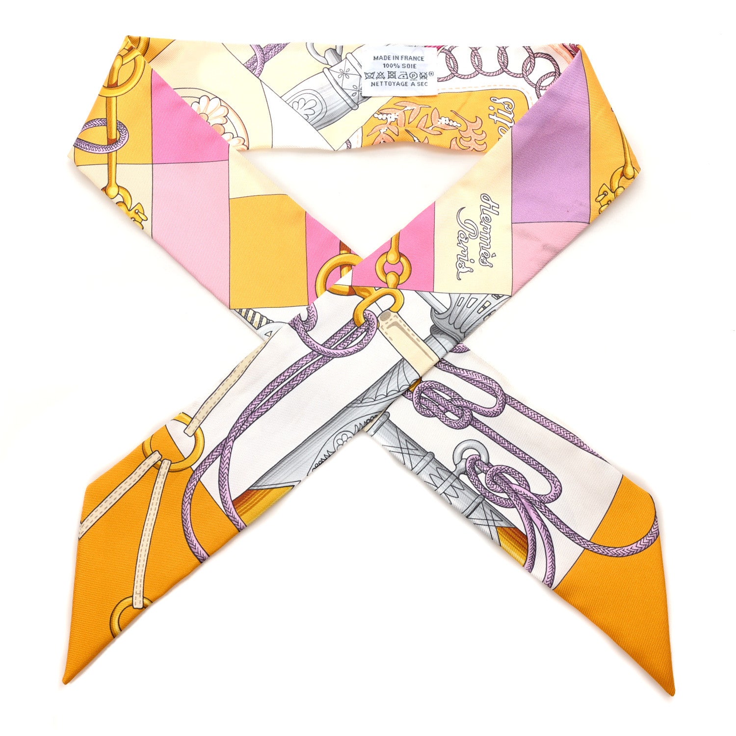 Hermes Silk Cliquetis Twilly Bouton D'Or Mauve 1 of 3