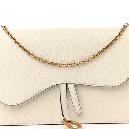 Christian Dior Grained Calfskin Saddle Chain Pouch Off White 9 of 10