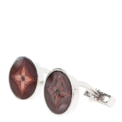 Louis Vuitton Sterling Silver Resin Fleur Motif Cufflinks Ebene 3 of 6