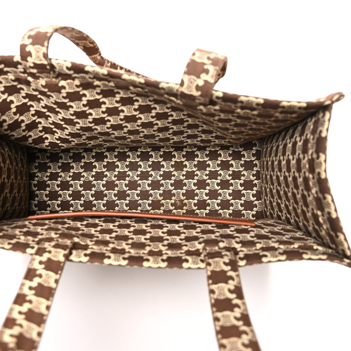 Celine Canvas Calfskin Triomphe Print Large Cabas Thais Brown 5 of 11