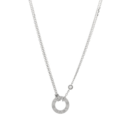 Cartier 18K White Gold 2 Diamond LOVE Necklace 1 of 4