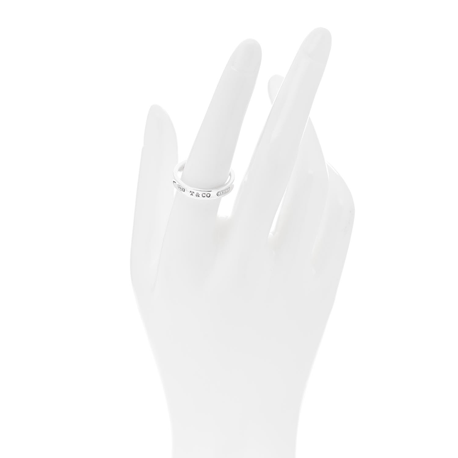 Tiffany Sterling Silver Narrow 1837 Band Ring 56 7.5 2 of 4