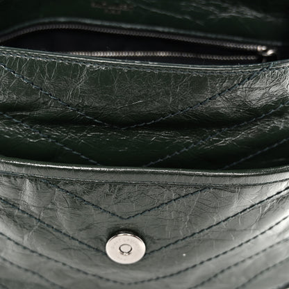 Saint Laurent Crinkled Calfskin Matelasse Monogram Medium Niki Chain Satchel Military Olive 10 of 11