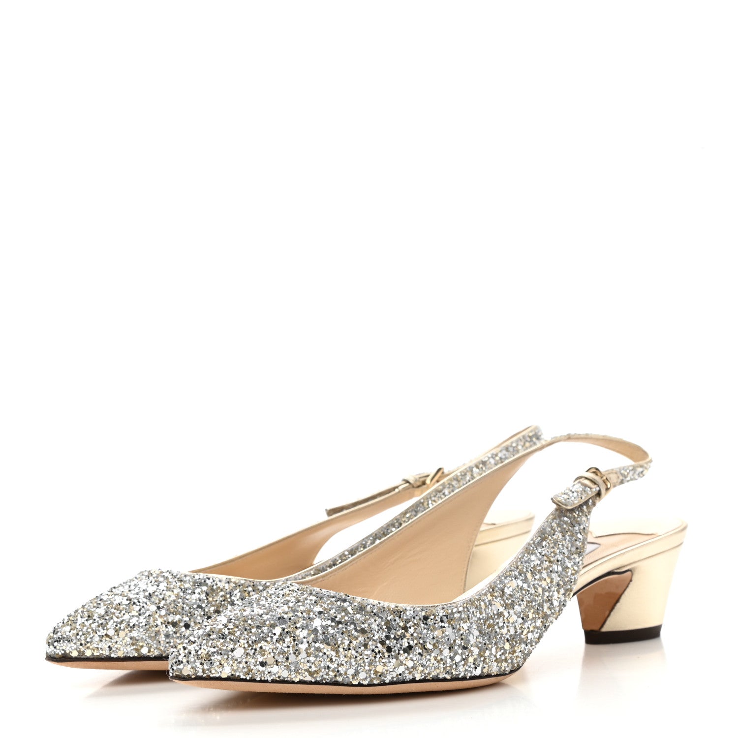 Jimmy Choo Glitter Gemma 40 Slingback Pump 37 Champagne 3 of 9