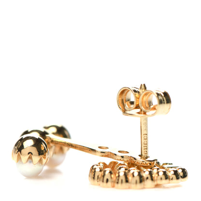 Gucci 18K Yellow Gold Pearl GG Running Earrings 4 of 5