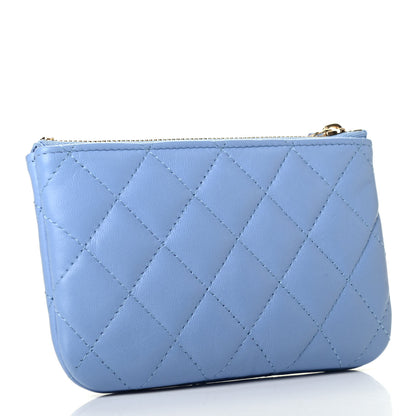 Chanel Lambskin Quilted Small Cosmetic Case Light Blue 3 of 8