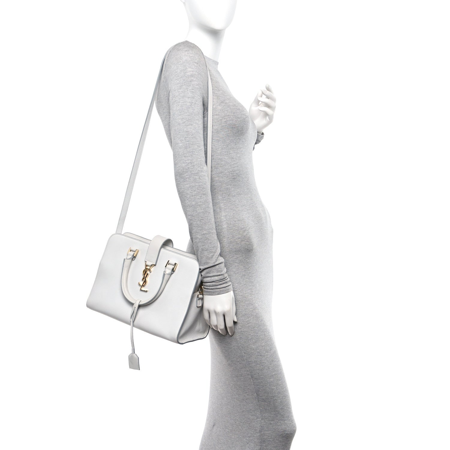 Saint Laurent Calfskin Small Monogram Cabas White 2 of 10