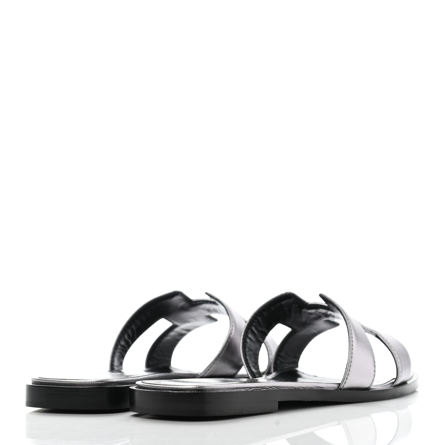 Hermes Metallic Nappa Oran Sandals 36.5 Argent 4 of 11