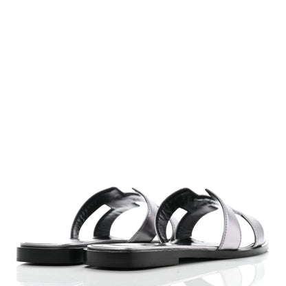 Hermes Metallic Nappa Oran Sandals 36.5 Argent 4 of 11